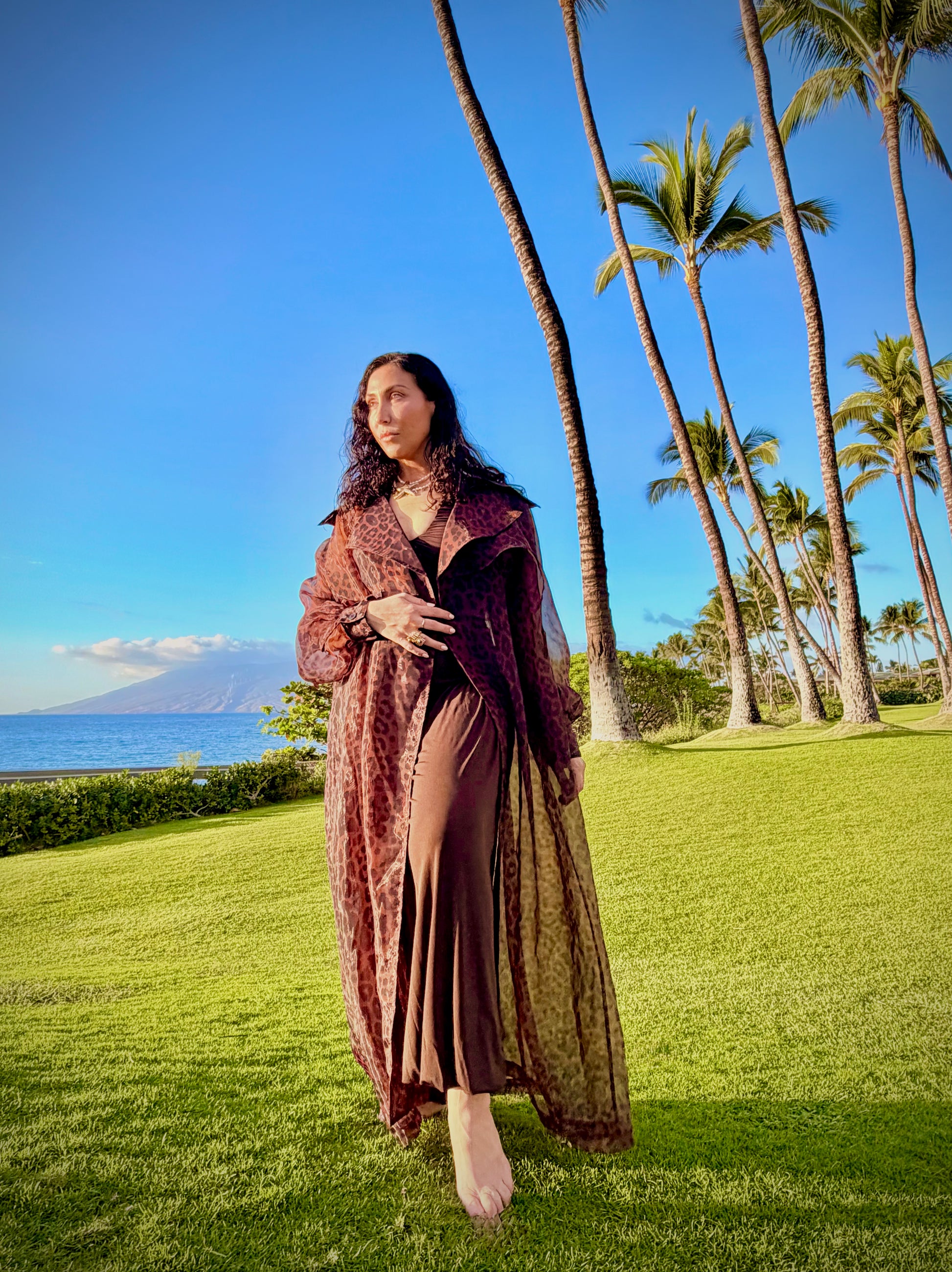 HAWA by AZALI features a stylish design with intricate patterns and vibrant colors, showcasing a fashionable textile product. Leopard print, sheer organza